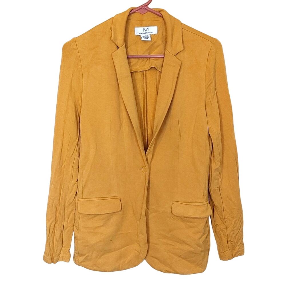 Magaschoni Soft Mustard Golden Rod Blazer Size Small S Career Work Long Sleeve